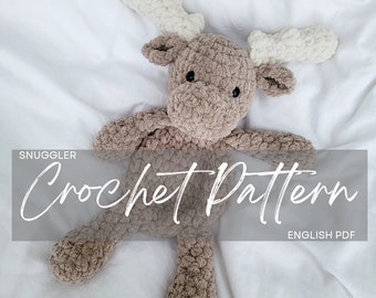 Pattern: Monty the Moose Snuggler PATTERN only, crochet moose, crochet pattern animal