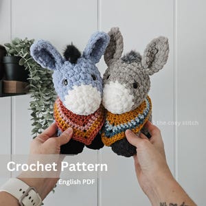 Pattern: Dutton the Donkey Plushie Pattern, crochet donkey, crochet pattern animal, plush crochet pattern