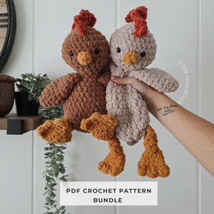 Chicken Crochet Pattern Bundle | Chicken Plush + Lovey | PDF Instant Download