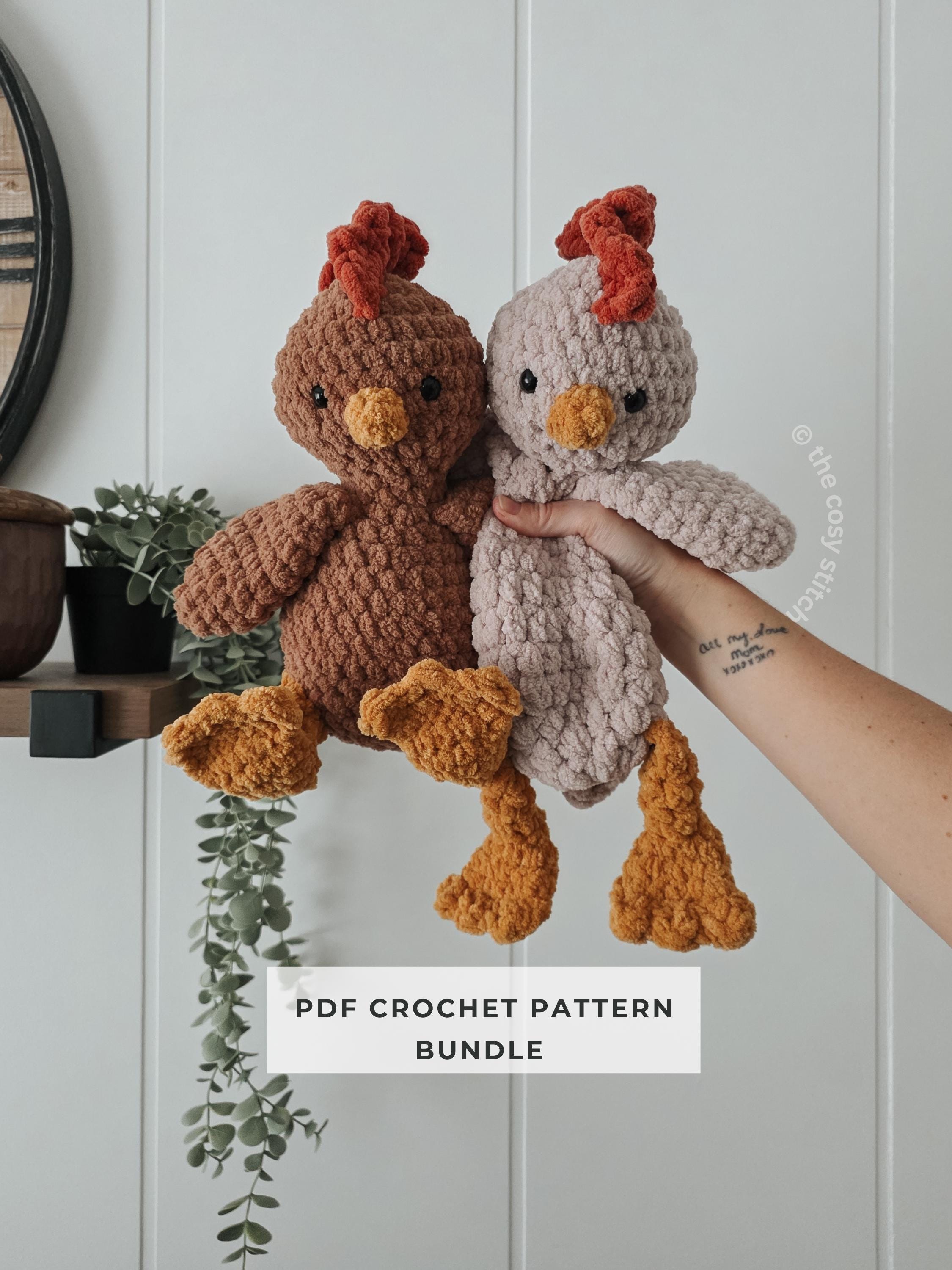 Chicken Crochet Pattern Bundle Chicken Plush + Lovey