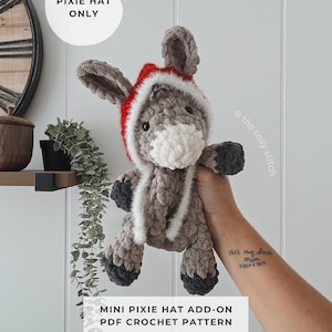 Wzór na szydełkową czapeczkę wróżki dla małych przytulanek i pluszaków | Dodatek do czapeczki w formacie PDF do natychmiastowego pobrania | *Zwierzę nie jest dołączone*