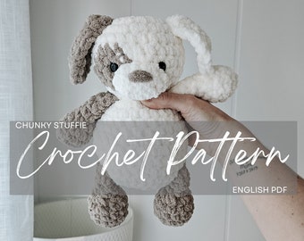 Pattern: Muppy the Puppy Chunky Stuffie, crochet puppy, crochet plushie, crochet pattern animal