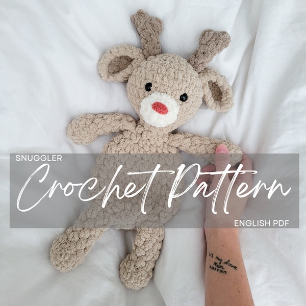 Pattern: Dixie the Deer Snuggler (modified + original) PATTERN only, crochet pattern animal, crochet deer