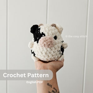 Patrón: Cow Chubby Farm Buddy de costura baja, patrón de crochet SOLAMENTE, patrón de crochet animal
