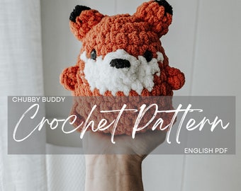 May include: A crochet pattern for a plush fox toy, called "Chubby Buddy". The pattern is available as an English PDF download.
