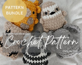 Pattern Bundle: Chubby Safari Buddies, crochet pattern animals, safari animals *See description*