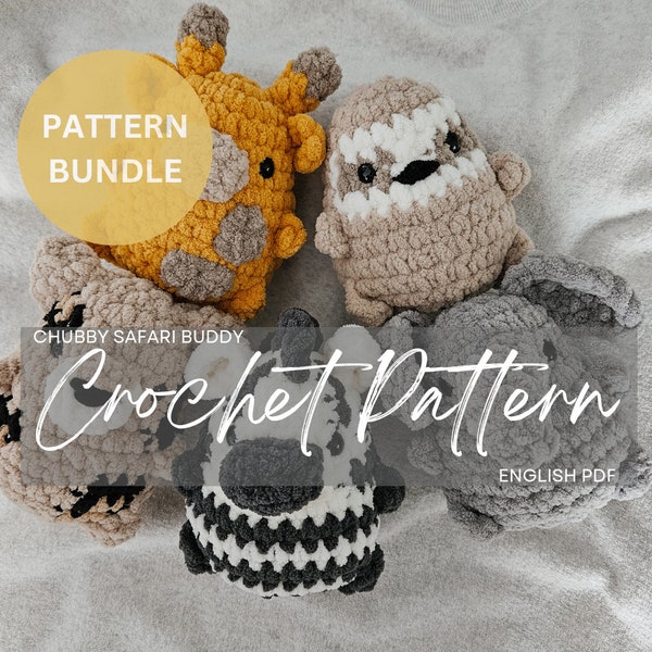 Pattern Bundle: Chubby Safari Buddies, crochet pattern animals, safari animals *See description*