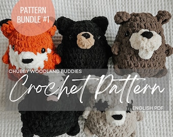 Pattern Bundle #1: Chubby Woodland Buddies, crochet pattern animals, woodland animals *See description*