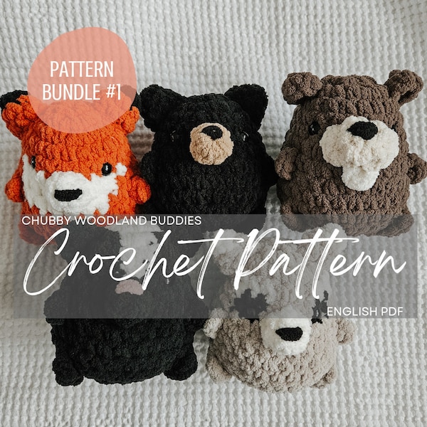 Pattern Bundle #1: Chubby Woodland Buddies, crochet pattern animals, woodland animals *See description*