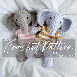 Pattern: Ellie the Elephant Snuggler, crochet elephant, crochet pattern animal