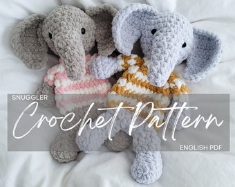 Pattern: Ellie the Elephant Snuggler, crochet elephant, crochet pattern animal