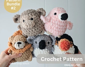 Lot de patrons n°2 : Chubby Safari Buddies, motifs animaux au crochet, animaux de safari *Voir la description*