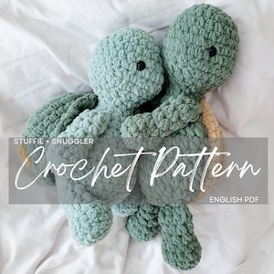 Lot de motifs : Tuckie the Tortoise Stuffie + Snuggler Patterns, tortue au crochet, motif animal au crochet