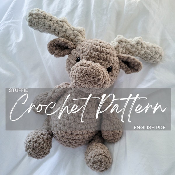 Pattern: Monty the Moose Stuffie Pattern, crochet moose, crochet pattern animal