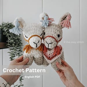 Pattern: Lottie the Llama Plushie Pattern, crochet llama, crochet pattern animal, plush crochet pattern