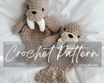Pattern: Waltie the Walrus Snuggler Pattern, crochet walrus, crochet pattern animal