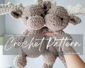 Pattern: Monty the Moose Snuggler & Stuffie Patterns, crochet moose, crochet pattern animal