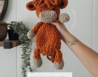 Hicks the Highland Crochet Lovey Pattern | Farm Animal Snuggler | Amigurumi PDF