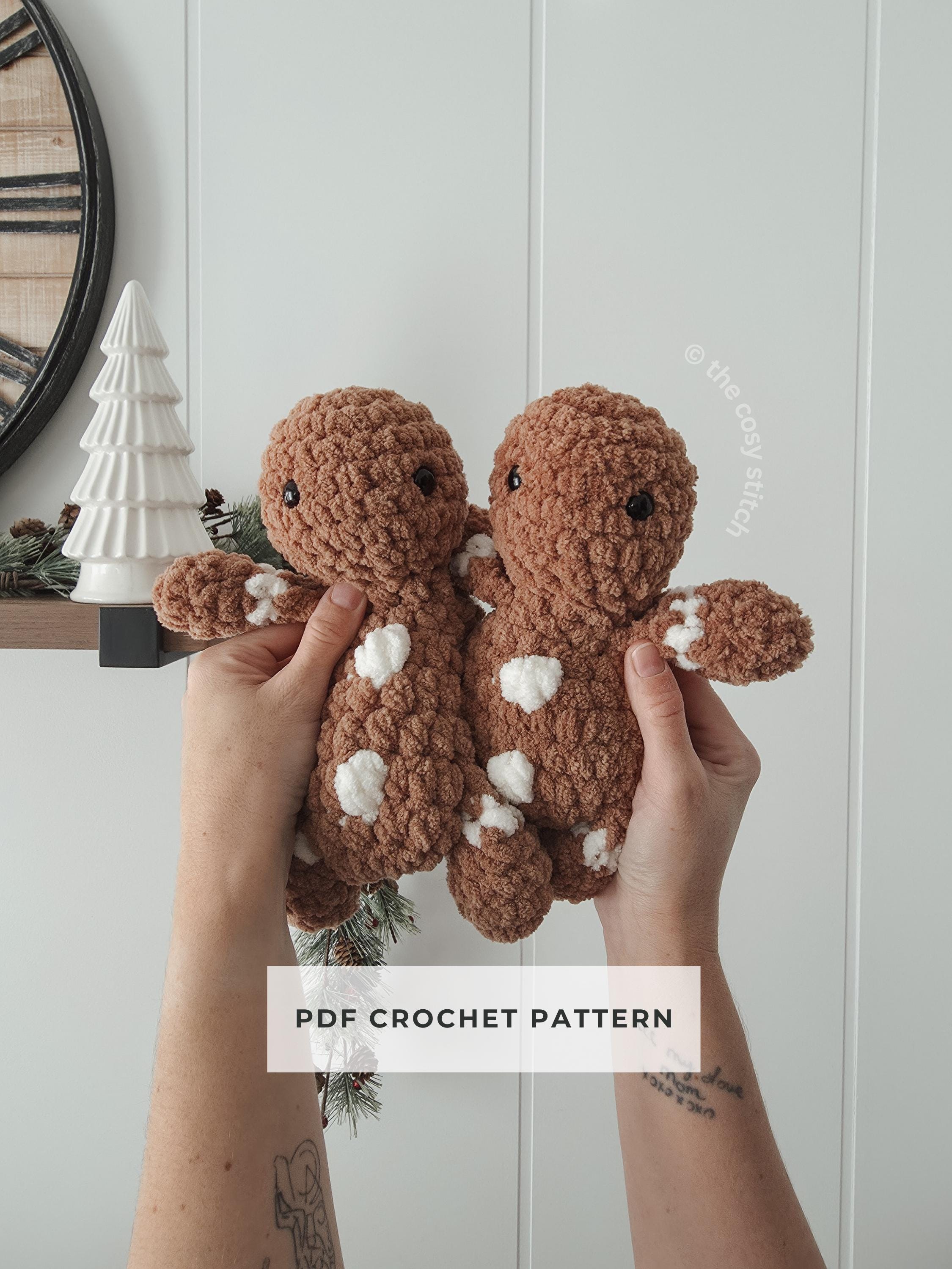 40 Crochet Stuffies with Cows, Frogs, Koalas, and Cthulhu 16 Pattern Bundle: Jolly the Gingerbread Crochet Stuffie +