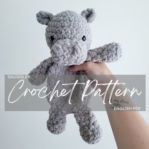 Pattern: Hankie the Hippo Snuggler Pattern, crochet hippo, crochet pattern animal