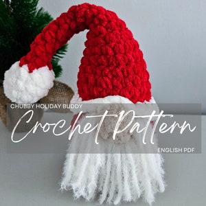 Pattern: LOW SEW Santa Gnome Chubby Holiday Buddy, crochet pattern, crochet santa