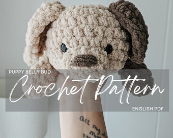 Pattern: Muppy the Puppy Belly Bud, crochet puppy, crochet pattern animal