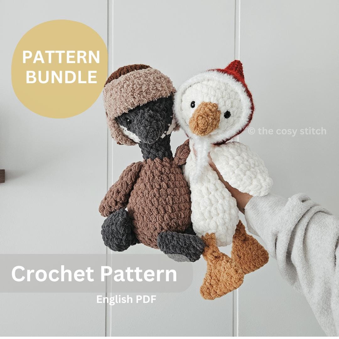 Goose Crochet Lovey & Plush Bundle with Hats Amigurumi