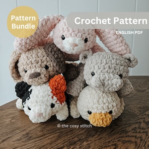 Pattern Bundle: Belly Buds, crochet kitty, crochet puppy, crochet hippo, crochet duck, crochet bunny, crochet pattern animal