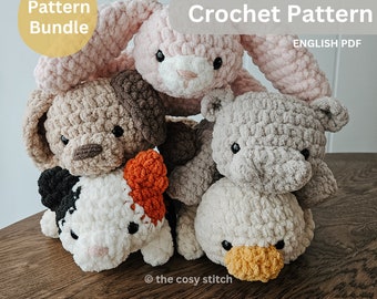 Belly Buds Crochet Pattern Bundle: Puppy, Kitty, Hippo, Duck, Bunny (PDF)