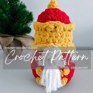 Pattern: LOW SEW Nutcracker Gnome Chubby Holiday Buddy, crochet pattern, crochet santa