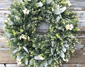 Summer Wreath, Summer Decor, Fall Wreath, Farmhouse Wreath, Farmhouse Decor,Front Door Wreath,Lambs Ear Wreath,Home Decor, Spring Wreath