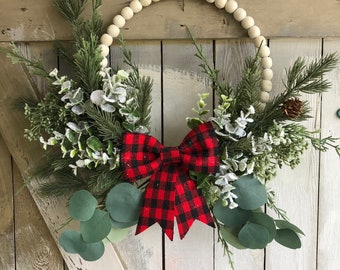 Couronne de Noël, Couronne d'hiver, Décoration hivernale, Couronne des fêtes, Couronne de ferme, Décoration de Noël, Couronne rustique, Couronne pour porte d'entrée