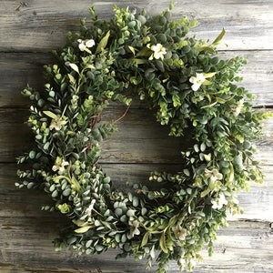 Summer Wreath, Summer Decor, Fall Wreath, Farmhouse Wreath, Farmhouse Decor, Front Door Wreath, Lambs Ear Wreath, Home Decor, Spring Wreath image 2