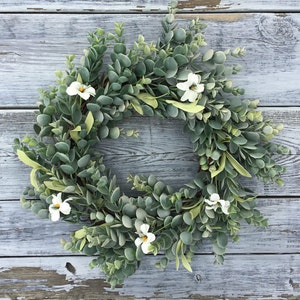 Summer Wreath, Summer Decor, Fall Wreath, Farmhouse Wreath, Farmhouse Decor, Front Door Wreath, Lambs Ear Wreath, Home Decor, Spring Wreath image 1