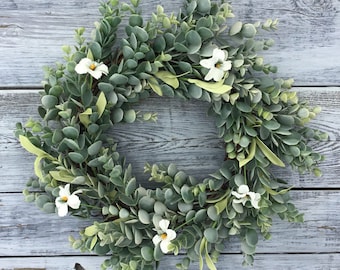 Summer Wreath, Summer Decor, Fall Wreath, Farmhouse Wreath, Farmhouse Decor, Front Door Wreath, Lambs Ear Wreath, Home Decor, Spring Wreath