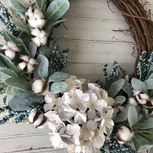 Summer Wreath, Summer Decor, Fall Wreath, Farmhouse Wreath, Farmhouse Decor, Front Door Wreath, Lambs Ear Wreath, Home Decor, Spring Wreath image 3