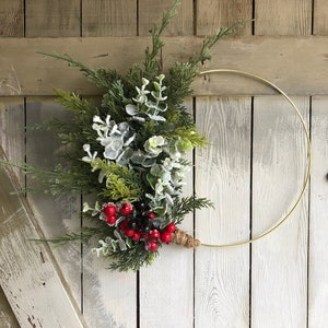 Christmas Wreath, Winter Wreath, Winter Decor, Holiday Wreath, Farmhouse Wreath, Christmas Decor, Rustic Wreath, Front Door Wreath zdjęcie 3