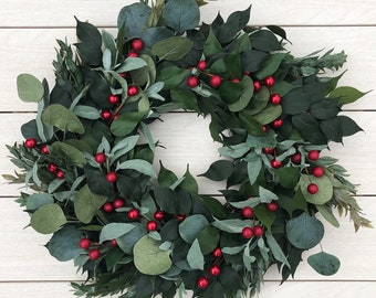 Christmas Wreath, Christmas Decor, Winter wreath, Farmhouse Wreath, Winter Decor, Rustic Wreath, Farmhouse Hoop Wreath, Front Door Wreath