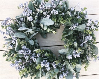 Winter Lambs Ear Wreath, Christmas Decor, Christmas Wreath, Farmhouse Wreath, Winter Decor, Front Door Wreath, Rustic Wreath, Home Decor