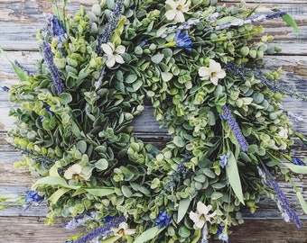 Summer Wreath, Summer Decor, Fall Wreath, Farmhouse Wreath, Farmhouse Decor, Front Door Wreath, Lambs Ear Wreath, Home Decor, Spring Wreath