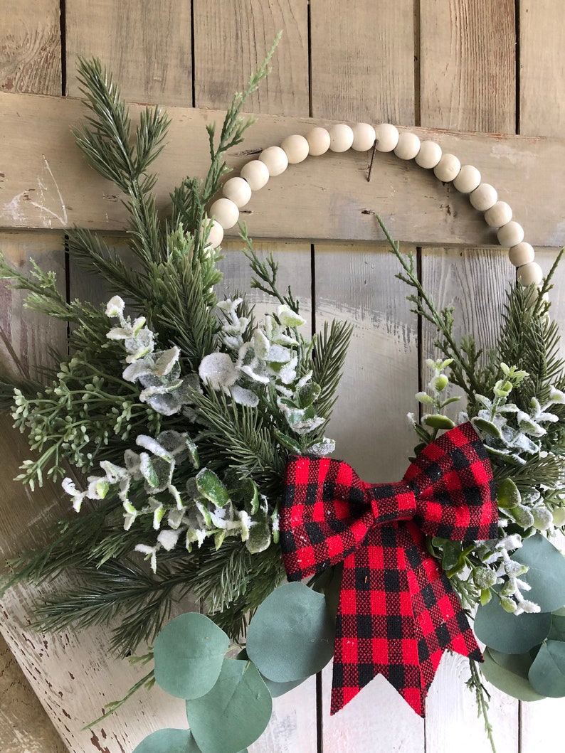 Couronne de Noël, Couronne d'hiver, Décoration hivernale, Couronne des fêtes, Couronne de ferme, Décoration de Noël, Couronne rustique, Couronne pour porte d'entrée image 3