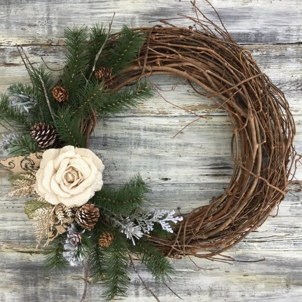 Winter wreath, Farmhouse Wreath, Winter Decor, Rustic Wreath, Farmhouse Decor, Front Door Wreath, Spring Wreath, Spring Decor, Wreath