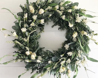 Summer Wreath, Summer Decor, Fall Wreath, Farmhouse Wreath, Farmhouse Decor,Front Door Wreath ,Lambs Ear Wreath, Home Decor, Spring Wreath