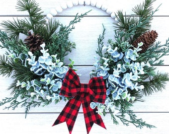 Winter wreath, Christmas Wreath, Christmas Decor, Farmhouse Wreath, Winter Decor, Rustic Wreath, Farmhouse Hoop Wreath, Front Door Wreath