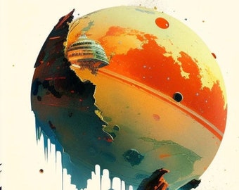 Arte digital de futurismo retro: conjunto de 3 cuadros de pared