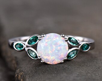 emerald and opal wedding ring
