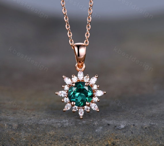 エメラルドネックレス　ビーズ　ジュエリー　emerald necklace Pear Emerald Necklace – Elisabeth Bell