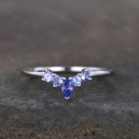 Sterling Silver Diamond And Marquise Cut Tanzanite Ring Sterling Silver Diamond And Marquise Cut Tanzanite Ring