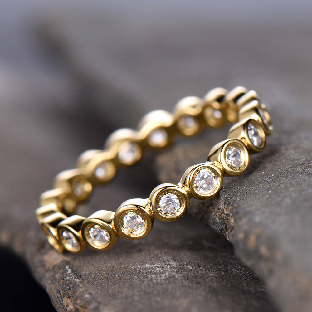 CZ Diamond Eternity Band Bezel Set Ring Bubble Stacking Ring Etsy UK
