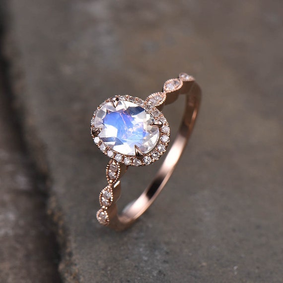 Art Deco Moonstone Sapphire and Diamond Ring
